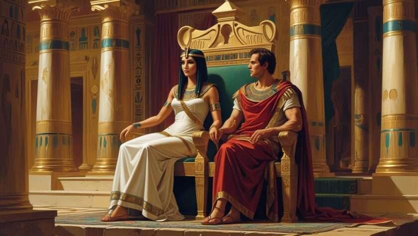 275 Years of Ptolemies: Glory and Destruction | A Glorious Fall! 6 prompt cleopatra vii sitting gracefully in egyptian palace with julius c 20250803 082155 00005365923734127246439