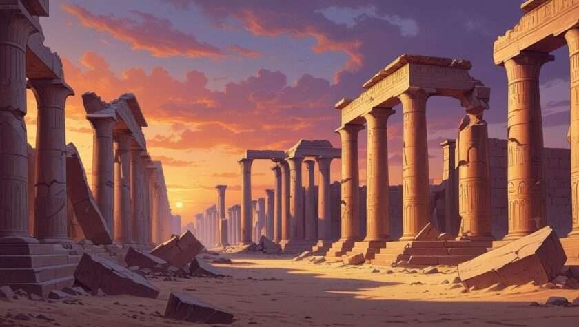 275 Years of Ptolemies: Glory and Destruction | A Glorious Fall! 7 prompt ruins of ancient egyptian temple with broken pillars fading sunli 20250803 082527 00008116797304461069732